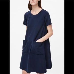 COS A-Line Jersey Dress Navy Size Small